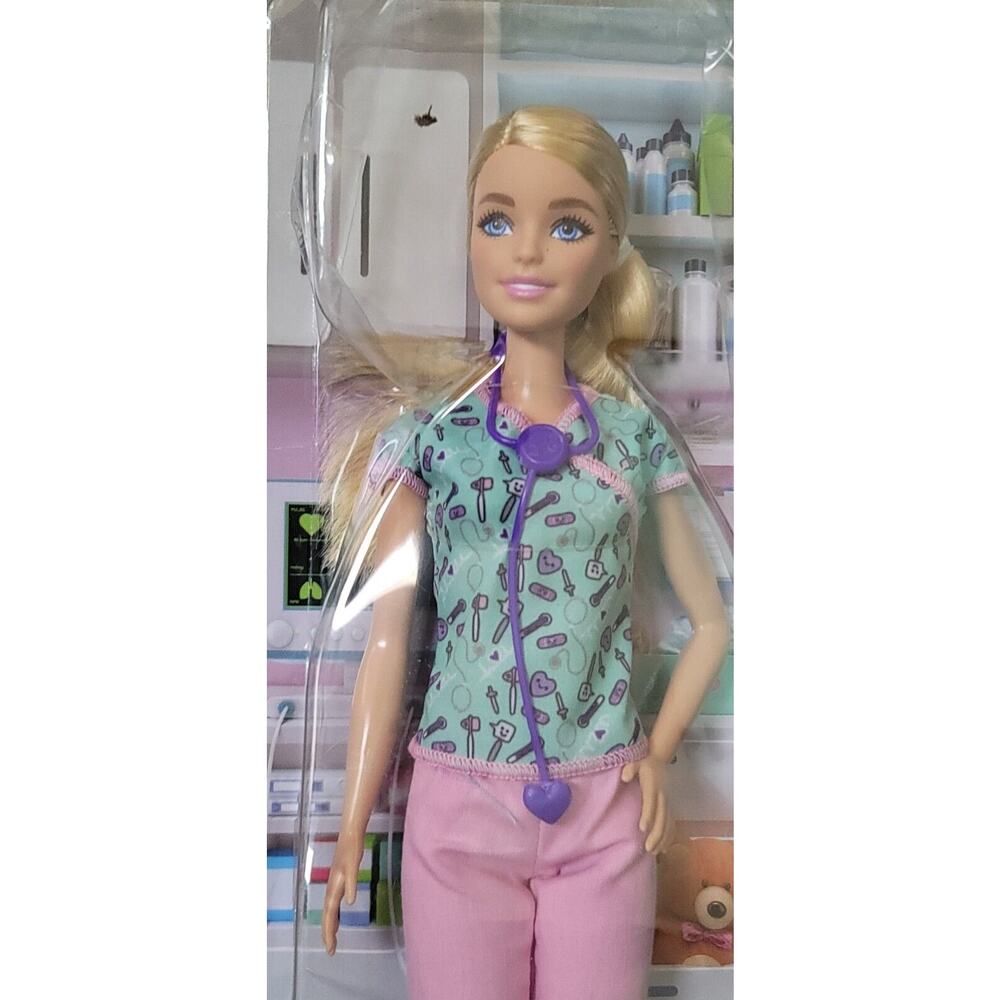 NEW BARBIE MATTEL YOU CAN BE ANYTHING NURSE CAREER DOLL WITH STETHOSCOPE 12" - Picture 2 of 7